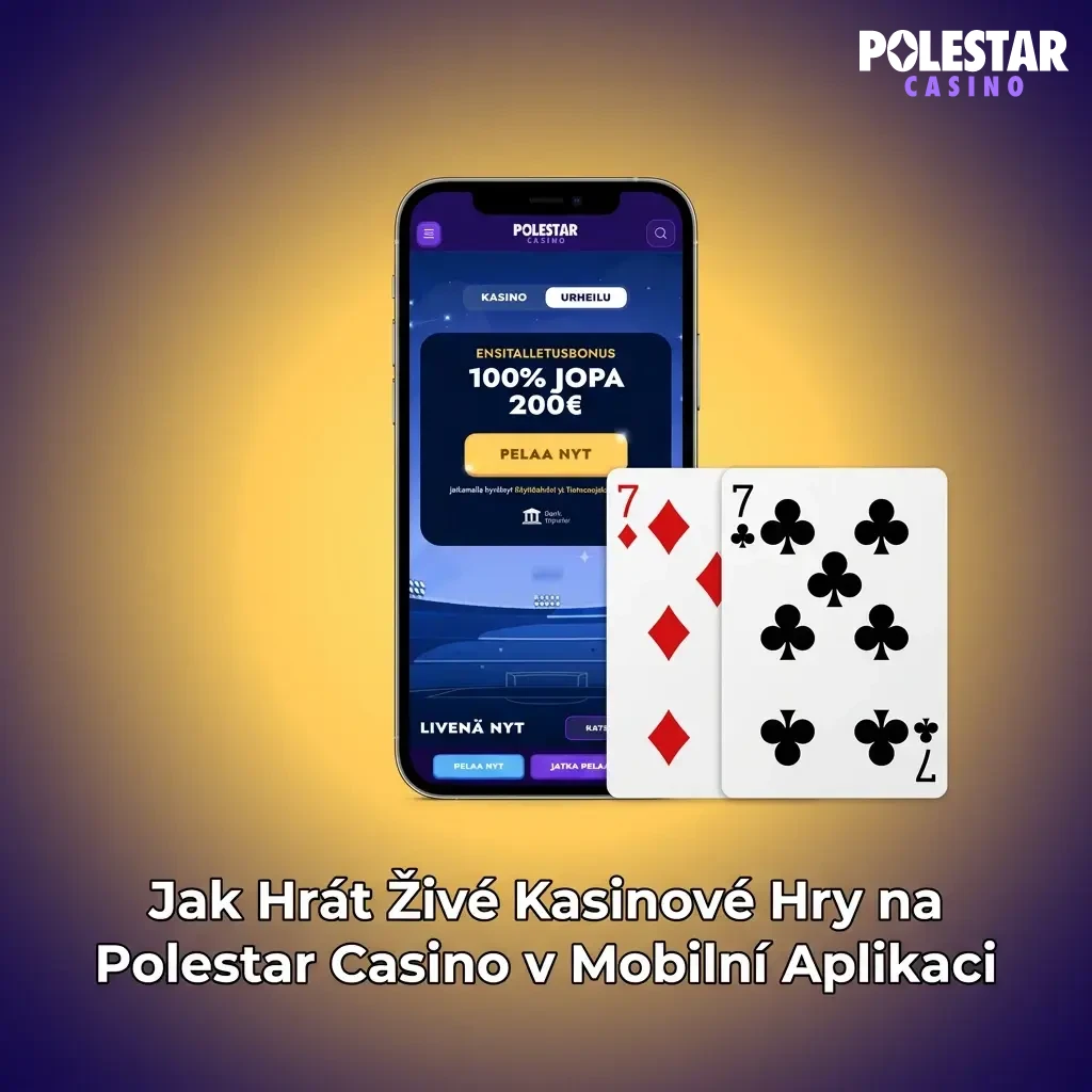 Mobile Polestar Casino app showing live dealer casino interface with betting options on a smartphone screen