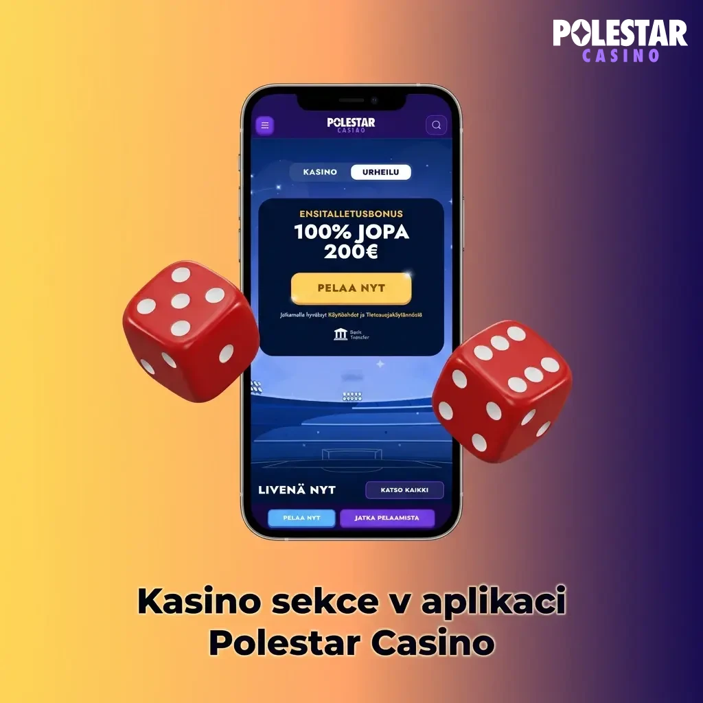 Polestar Casino app casino section showing game categories including slots, table games, live casino, and jackpot games.