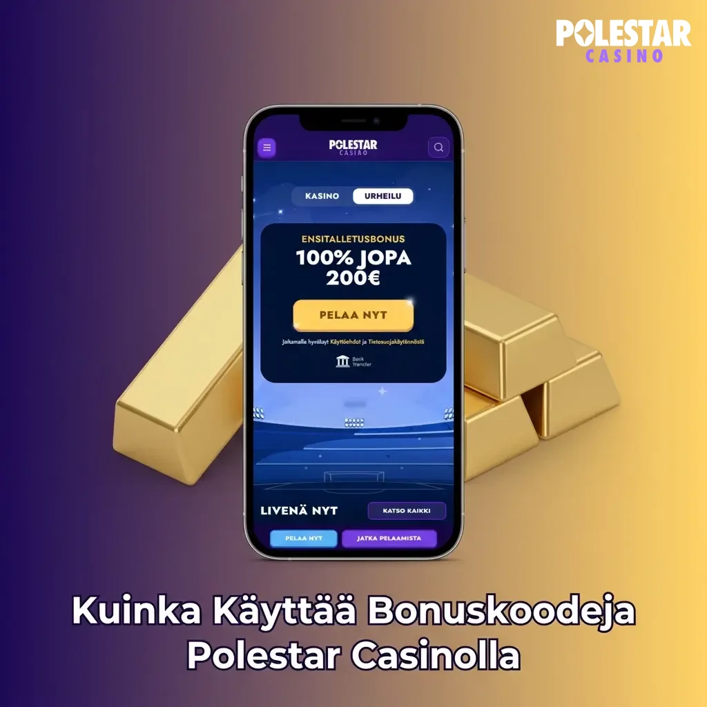 Polestar Casino bonuskoodin syöttäminen kassan sivulla tilin rekisteröinnin jälkeen