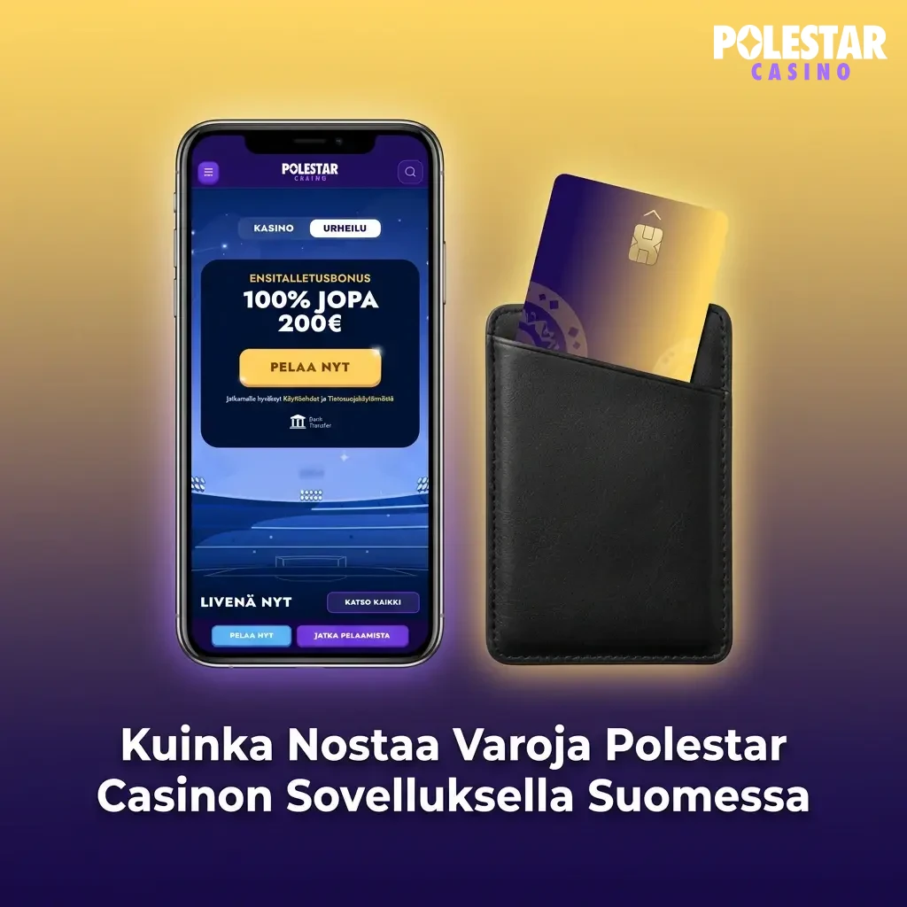 Polestar Casino mobile app withdrawal steps on smartphone, showing cashier section for Finnish users