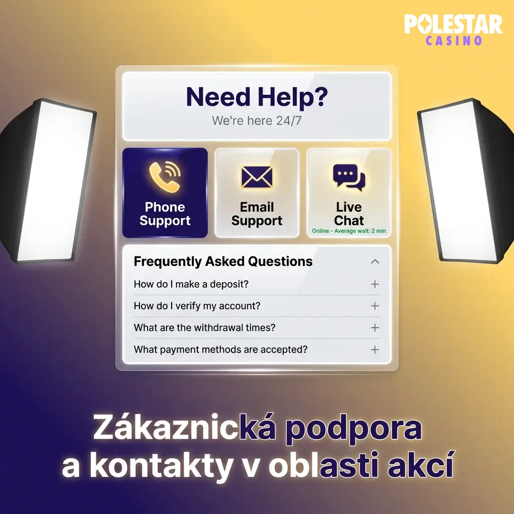 Zákaznická podpora Polestar casino – chat, e-mail, FAQ a kontaktní formulář dostupné 24/7 pro hráče z ČR.